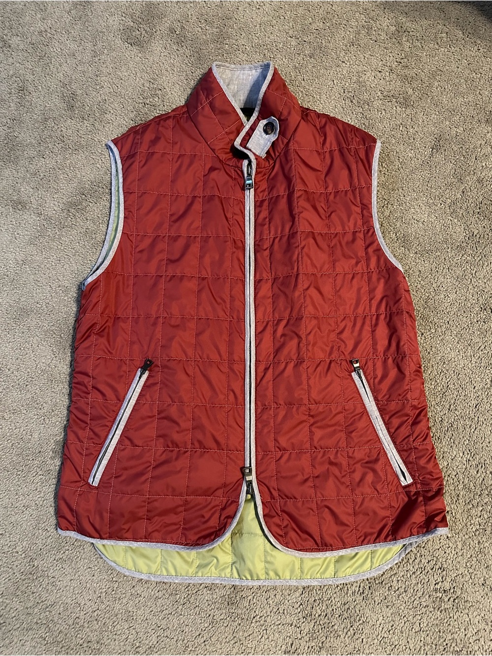 Waterville Theo Quilted Vest Luxury Brick Red Mens 50
